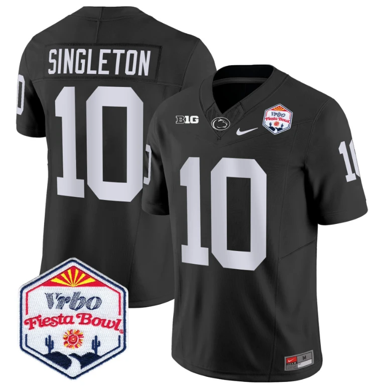 Nicholas Singleton Jersey #10 Penn State 2024 Fiesta Bowl Patch Black by NCAA Football Jersey