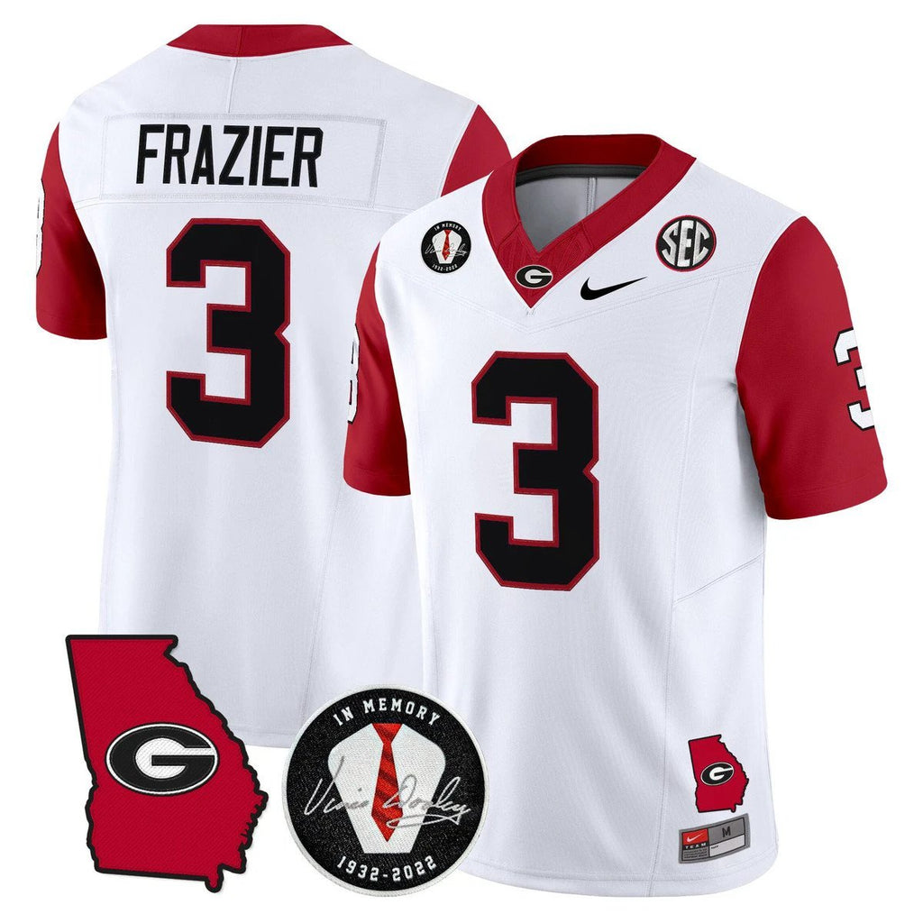 Nate Frazier Jersey #3 Georgia Bulldogs 2025 Vapor Limited Stitched White by My Store NCAA Football Jerseys