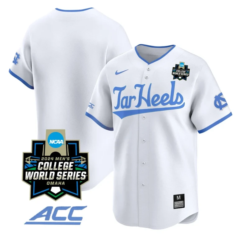 North Carolina Tar Heels Team Jersey 2024 College World Series Vapor Premier Limited NCAA Baseball Stitched White by My Store