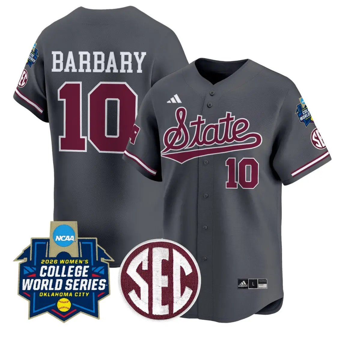 Nadia Barbary Jersey #10 State Softball 2026 World Series Stitched by My Store