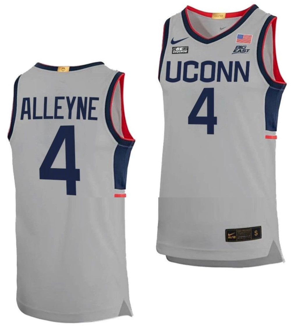 Nahiem Alleyne Jersey UConn Huskies College Basketball Limited Gray #4 by My store basketball