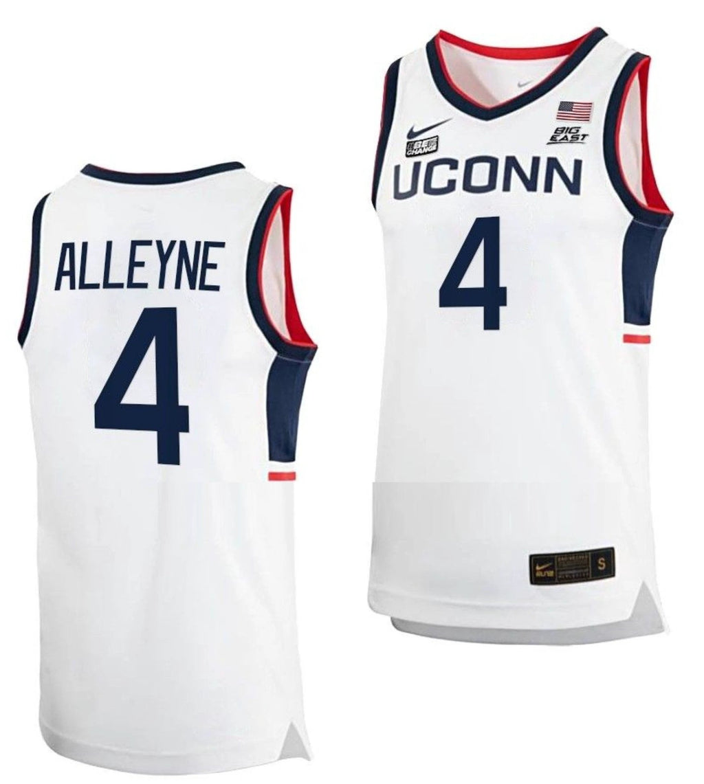 Nahiem Alleyne Jersey UConn Huskies College Basketball White Replica #4 by My store basketball