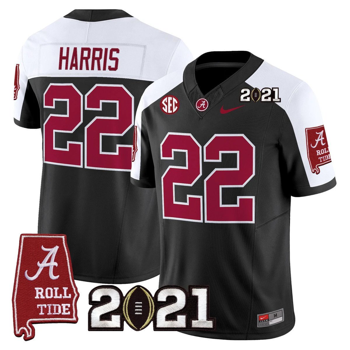 Najee Harris Jersey #22 Alabama 2021 CFP Championship Alabama Map by My Store NCAA Football Jerseys