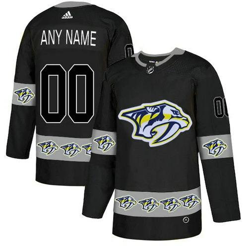 Nashville Predators Custom Black Team Logos Fashion Jersey by Hockey David