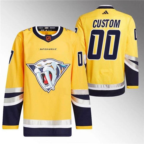Nashville Predators Custom Gold 2022-23 Reverse Retro Stitched Jersey by Hockey David