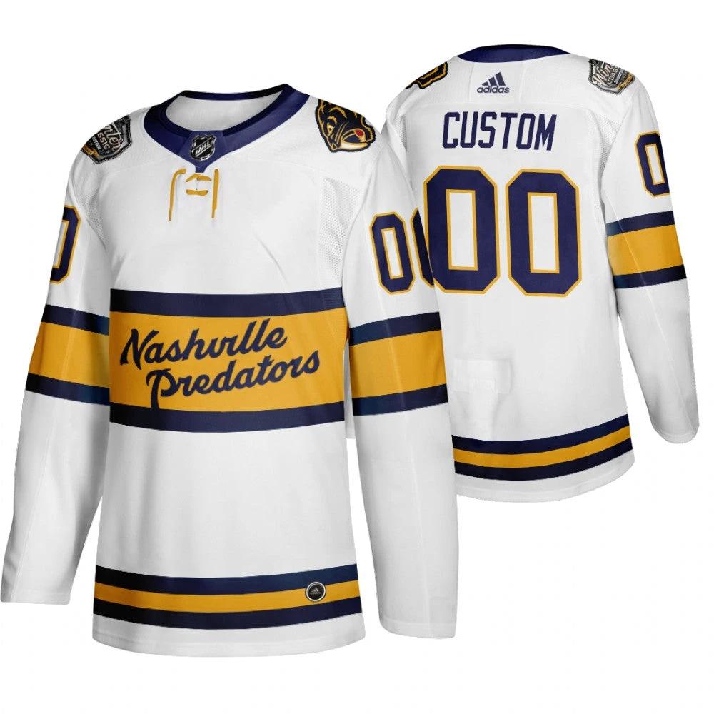 Nashville Predators Custom White 2020 Winter Classic Retro NHL Jersey by Hockey David