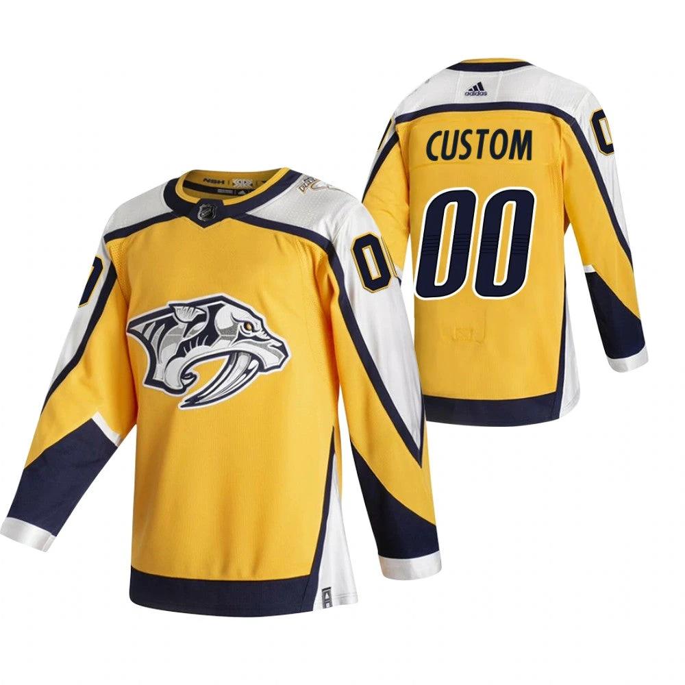 Nashville Predators Custom Yellow 2020-21 Reverse Retro Alternate NHL Jersey by Hockey David