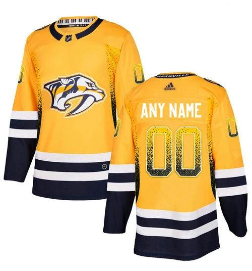 Nashville Predators Gold Customized Drift Fashion Jersey by Hockey David