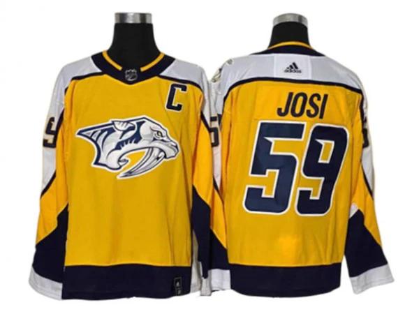 Nashville Predators #59 Roman Josi Yellow 2021 Retro Reverse Jersey by Hockey David