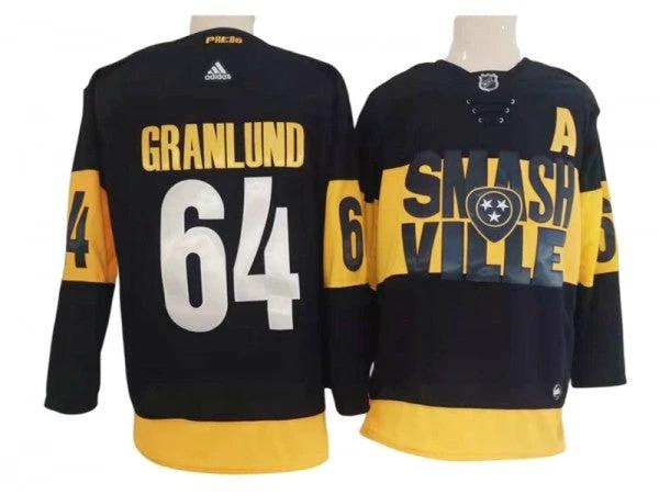 Nashville Predators #64 Mikael Granlund Black 2022 Stadium Series Jersey by Hockey David