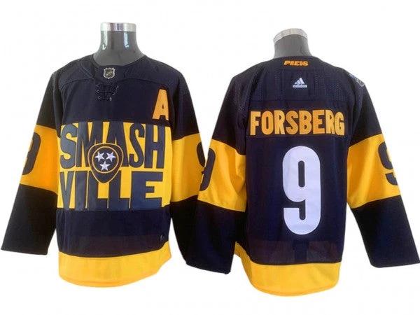 Nashville Predators #9 Filip Forsberg Black 2022 Stadium Series Jersey by Hockey David