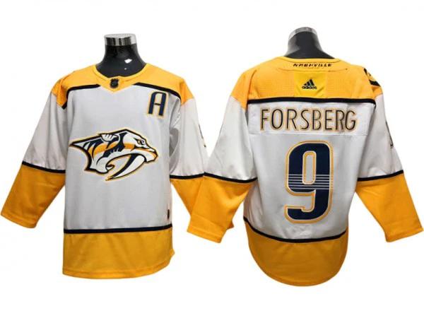 Nashville Predators #9 Filip Forsberg White Away Jersey by Hockey David