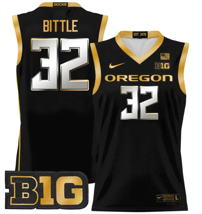 Nate Bittle Jersey #32 Oregon Ducks 2024 Lightweight Basketball Black Gold by My store basketball