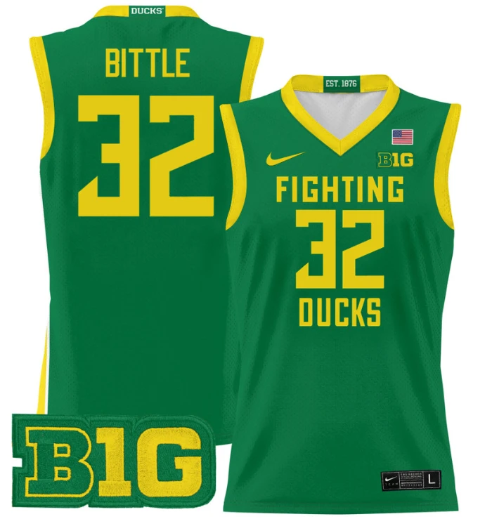 Nate Bittle Jersey #32 Oregon Ducks 2024 Lightweight Basketball Green by My store basketball