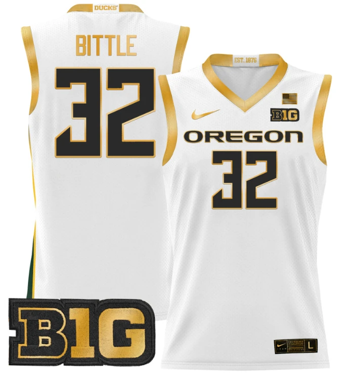 Nate Bittle Jersey #32 Oregon Ducks 2024 Lightweight Basketball White Gold by My store basketball