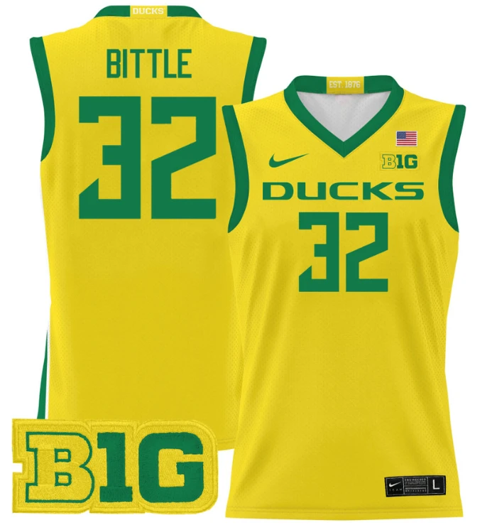 Nate Bittle Jersey #32 Oregon Ducks 2024 Lightweight Basketball Yellow by My store basketball