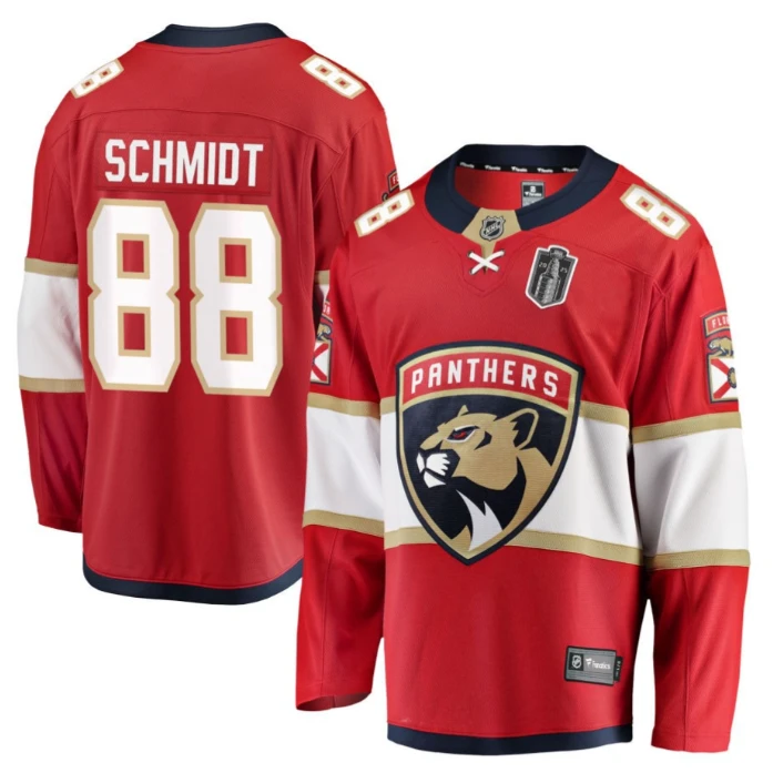 Nate Schmidt 88 Florida Panthers 2025 Stanley Cup Final Home Breakaway Men Jersey Red by Hockey David