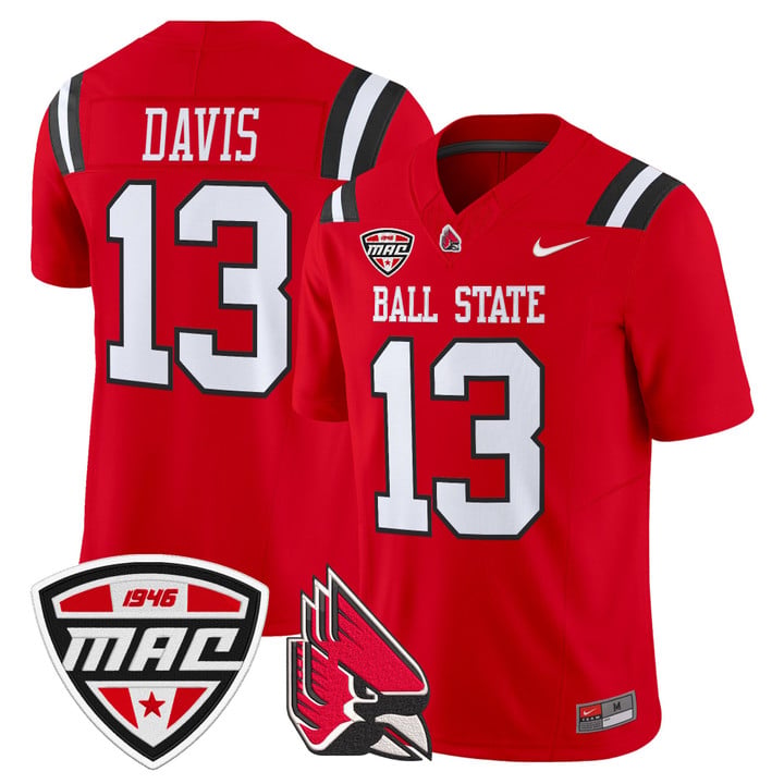 Nate Davis Jersey #13 Ball State Cardinals 2025 Limited Stitched by My Store NCAA Football Jerseys