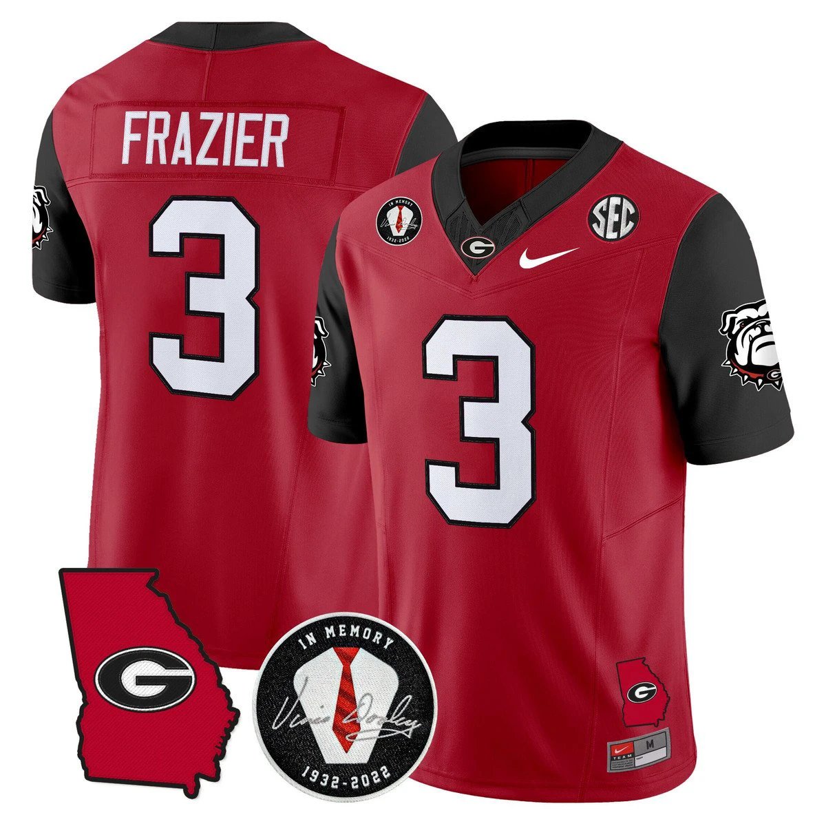 Nate Frazier Jersey #3 Georgia Bulldogs 2025 Vapor Limited Stitched by My Store NCAA Football Jerseys