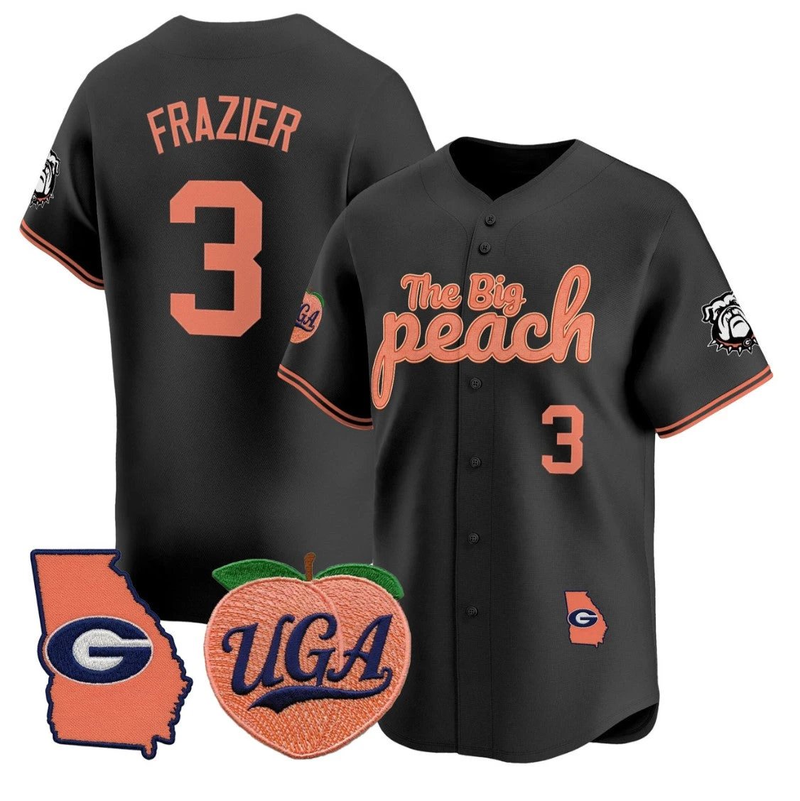 Nate Frazier Jersey #3 Georgia Bulldogs The Big Peach Baseball Stitched by My Store