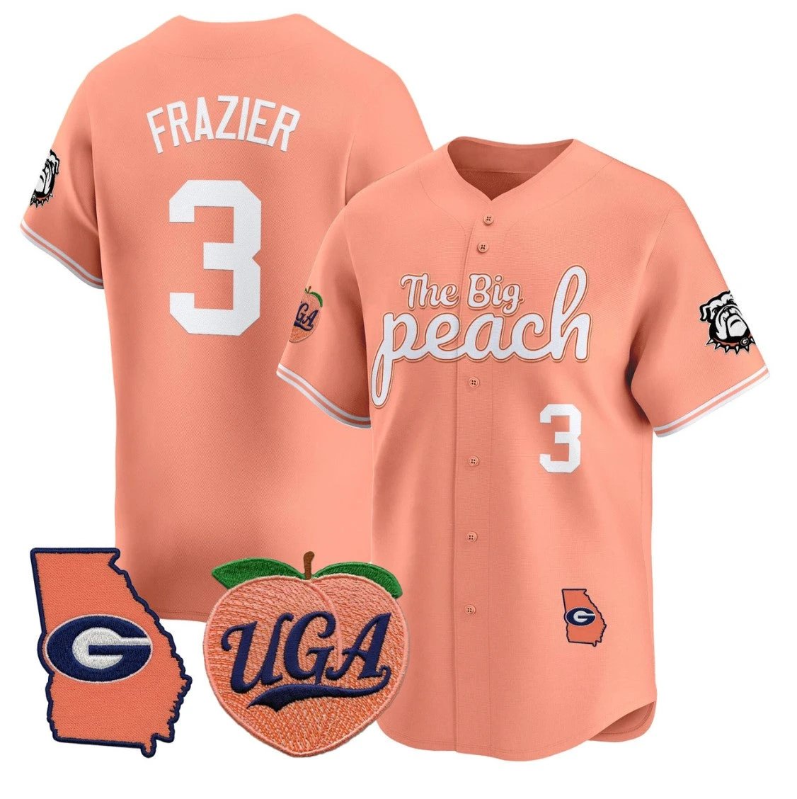 Nate Frazier Jersey #3 Georgia Bulldogs The Big Peach Baseball Stitched by My Store