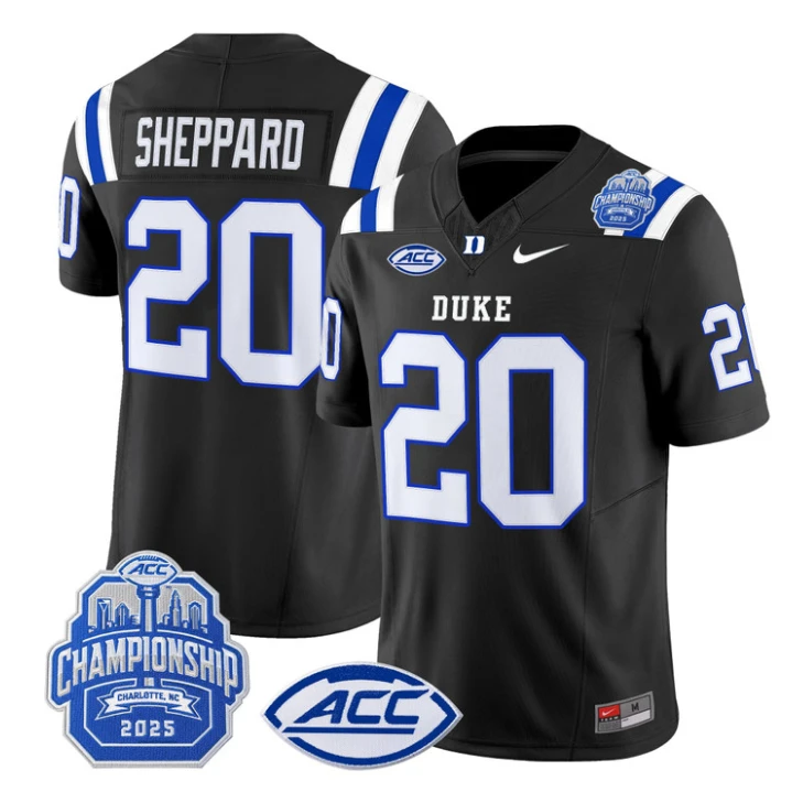 Nate Sheppard Jersey #20 Duke Blue Devils 2025 ACC Championship Stitched by My Store NCAA Football Jerseys