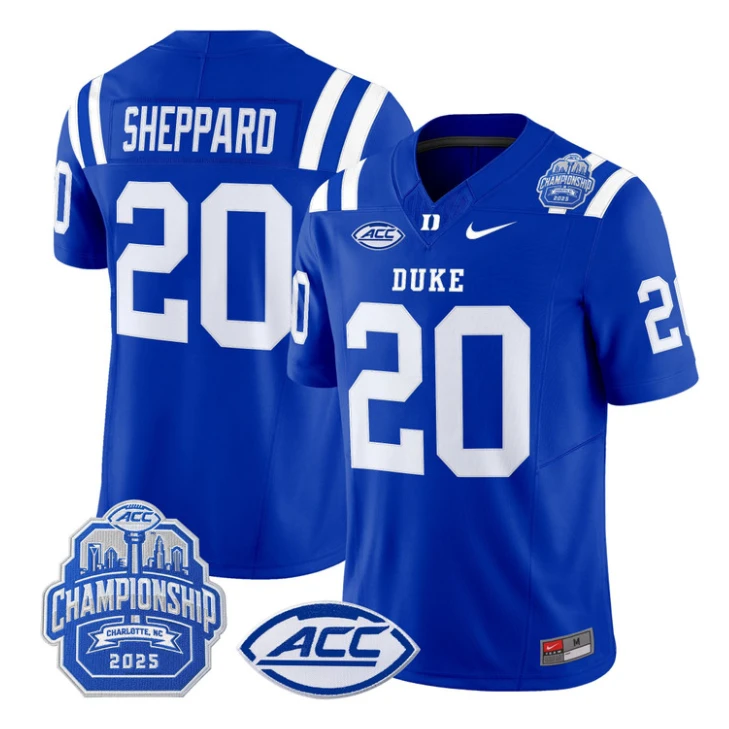 Nate Sheppard Jersey #20 Duke Blue Devils 2025 ACC Championship Stitched by My Store NCAA Football Jerseys