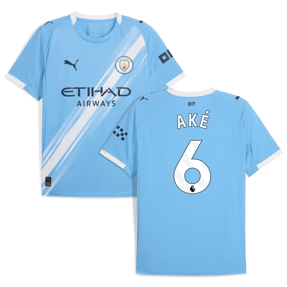 Nathan Ake 6 Manchester City 2025-26 Home Men Jersey – Sky Blue by Soccer Jersey