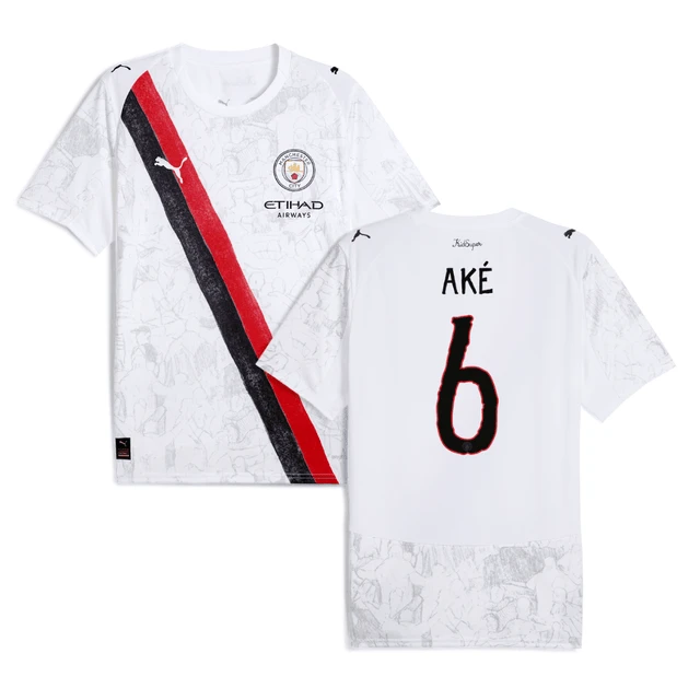 Nathan Ake 6 Manchester City 2025-26 Match Jersey – White by Soccer Jersey