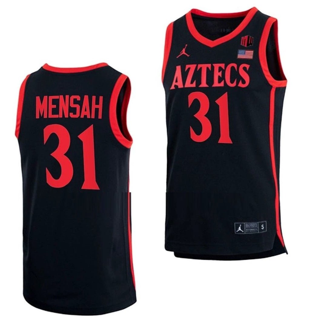 Nathan Mensah Jersey San Diego State Aztecs College Basketball Black #31 by My store basketball