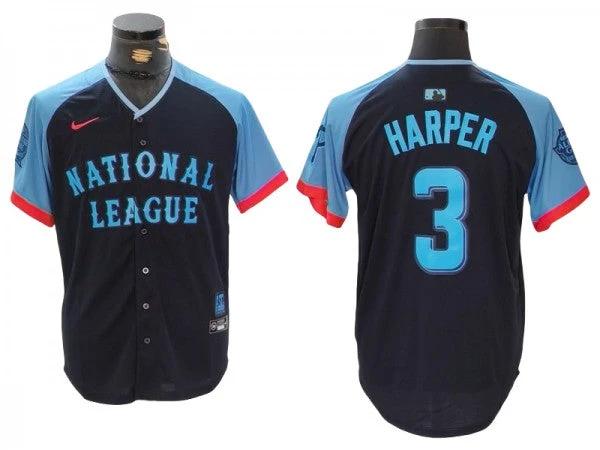 National League #3 Bryce Harper 2024 MLB All-Star Game Limited Jersey - Navy by My Store