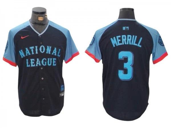 National League #3 Jackson Merrill 2024 MLB All-Star Game Limited Jersey - Navy by My Store