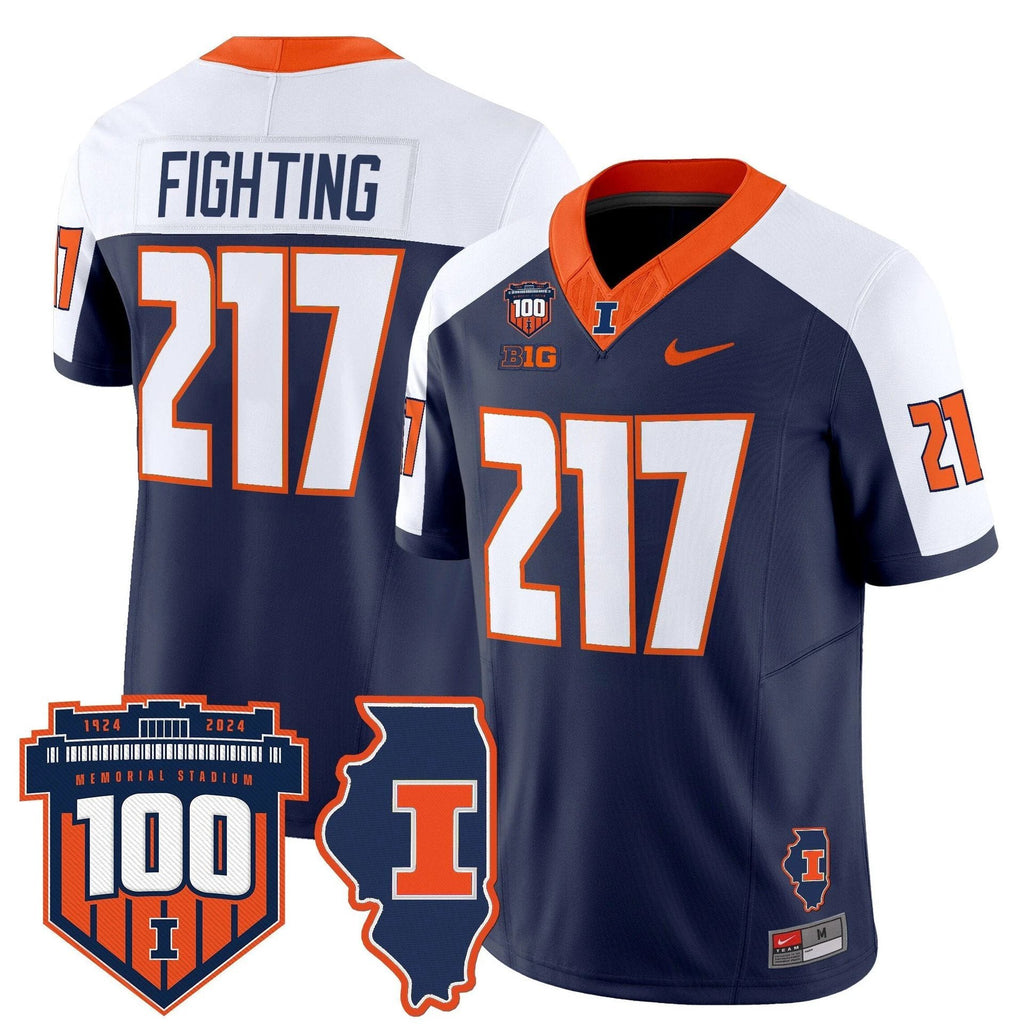 Fighting Jersey #217 Illinois Fighting 100th Memorial Stadium Navy Alternate by My Store