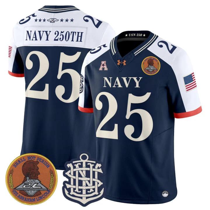 Navy 250th Jersey Navy Midshipmen 250th Anniversary Limited Stitched by My Store NCAA Football Jerseys