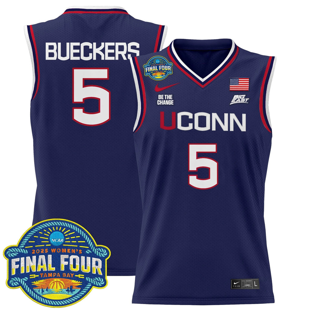 Paige Bueckers Jersey #5 UConn Huskies 2025 Big Eat Final Four Patch Navy by My store basketball
