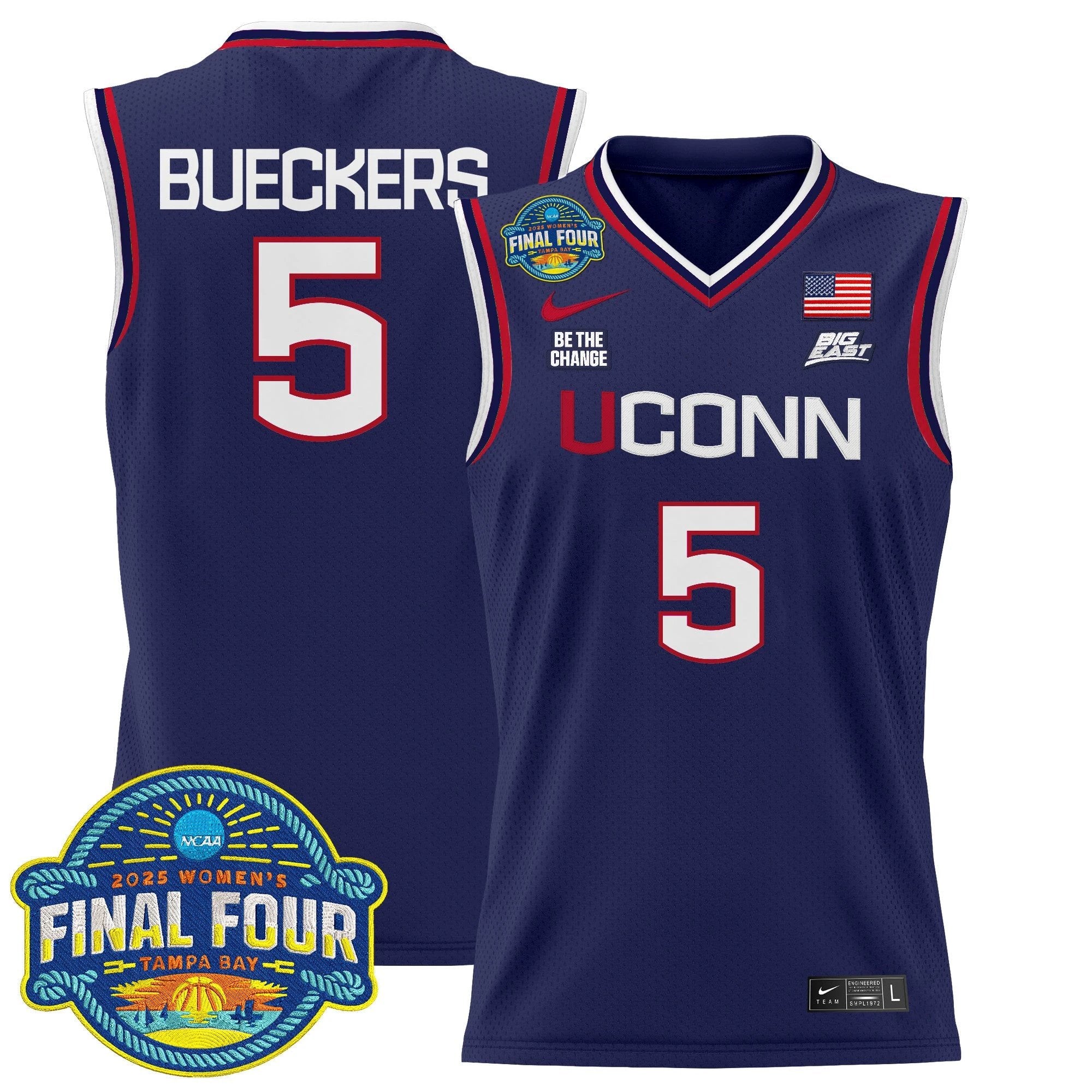 Paige Bueckers Jersey #5 UConn Huskies 2025 Big Eat Final Four Patch Navy by My store basketball
