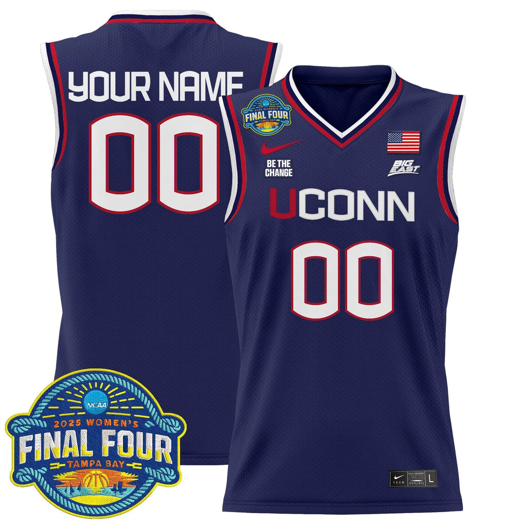 Custom UConn Huskies Jersey 2025 Big Eat Final Four Patch Stitched White Gold by My store basketball