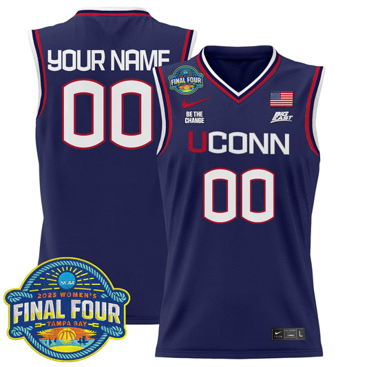 Custom UConn Huskies Jersey 2025 Big Eat Final Four Patch Stitched White Gold by My store basketball