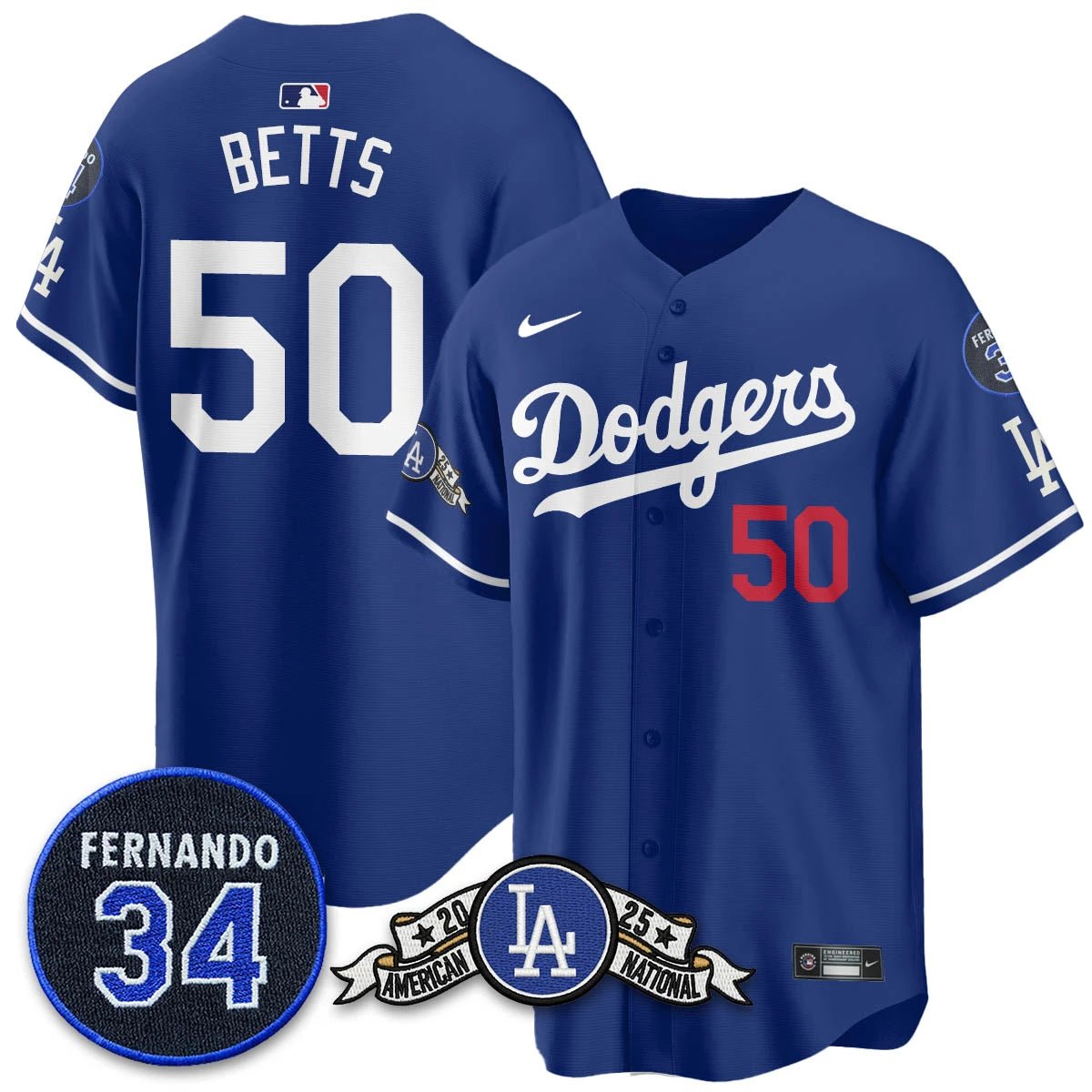 Los Angeles Dodgers 2025 National League Champions Jersey - All Stitched by Los Angeles Dodgers