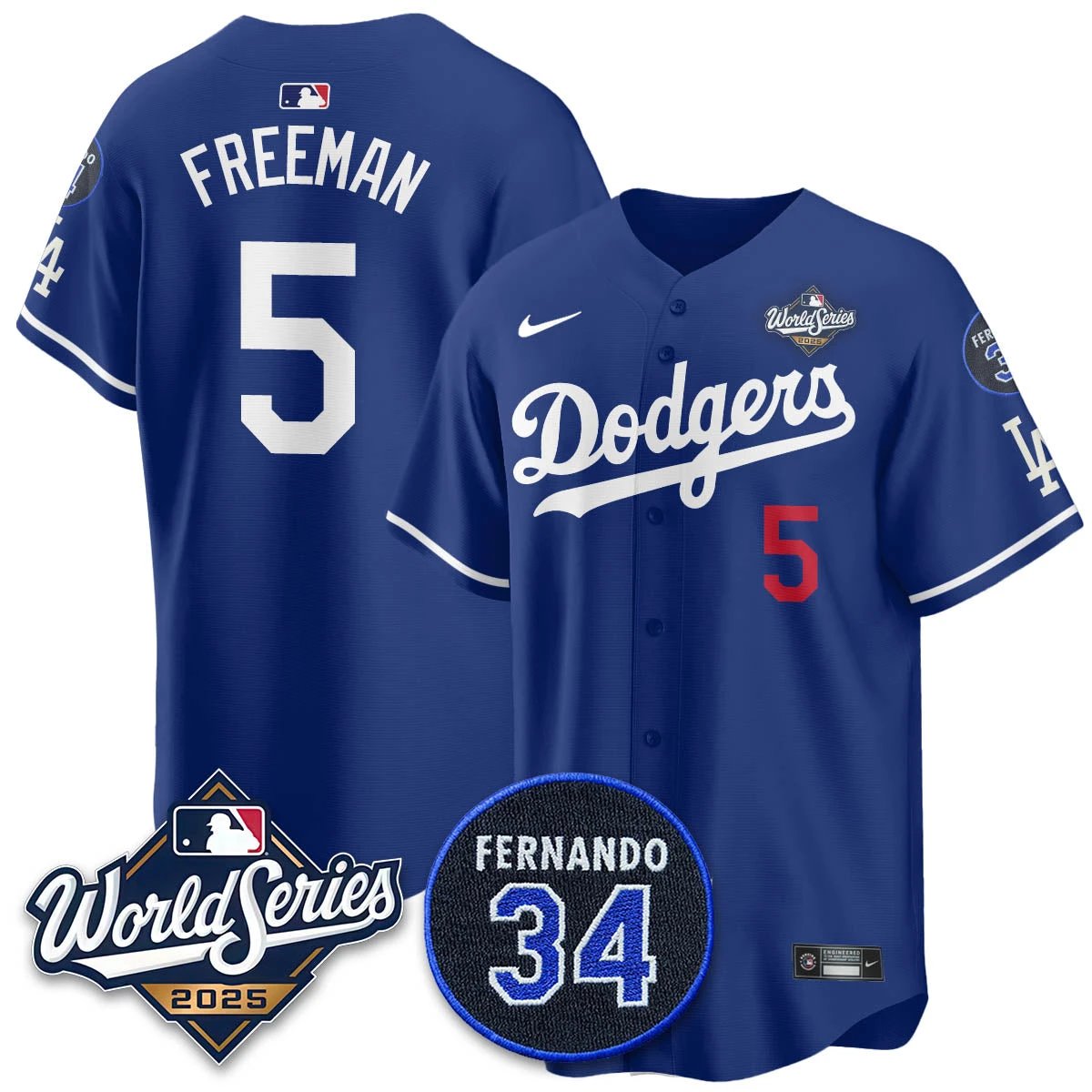 Los Angeles Dodgers 2025 National League Champions Jersey - All Stitched by Los Angeles Dodgers
