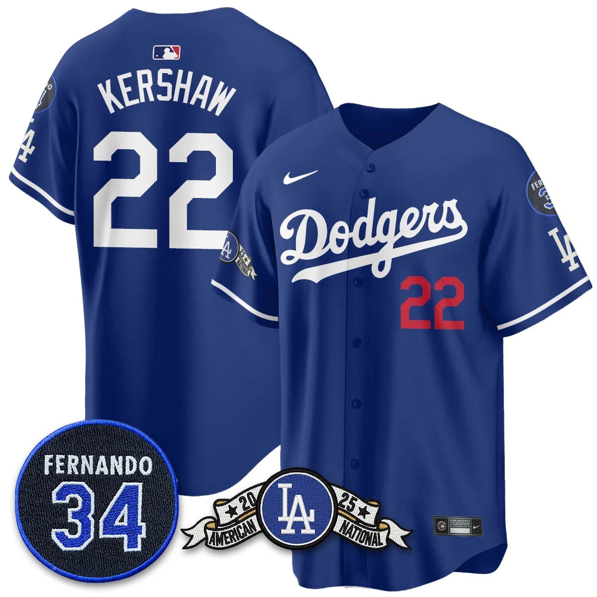 Los Angeles Dodgers 2025 National League Champions Jersey - All Stitched by Los Angeles Dodgers