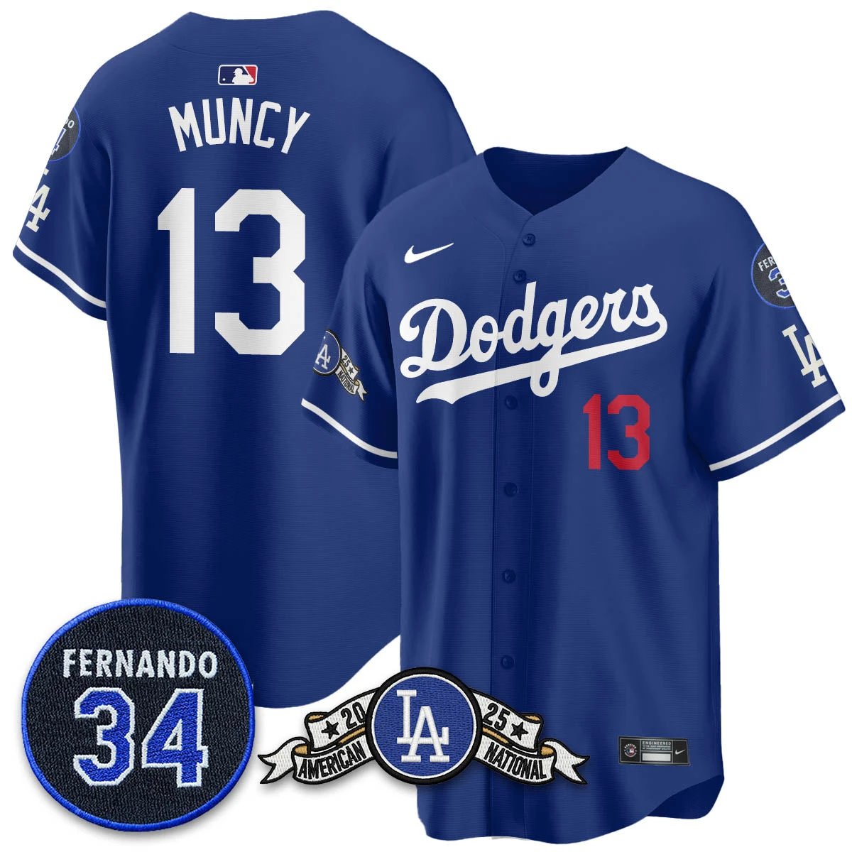 Los Angeles Dodgers 2025 National League Champions Jersey - All Stitched by Los Angeles Dodgers