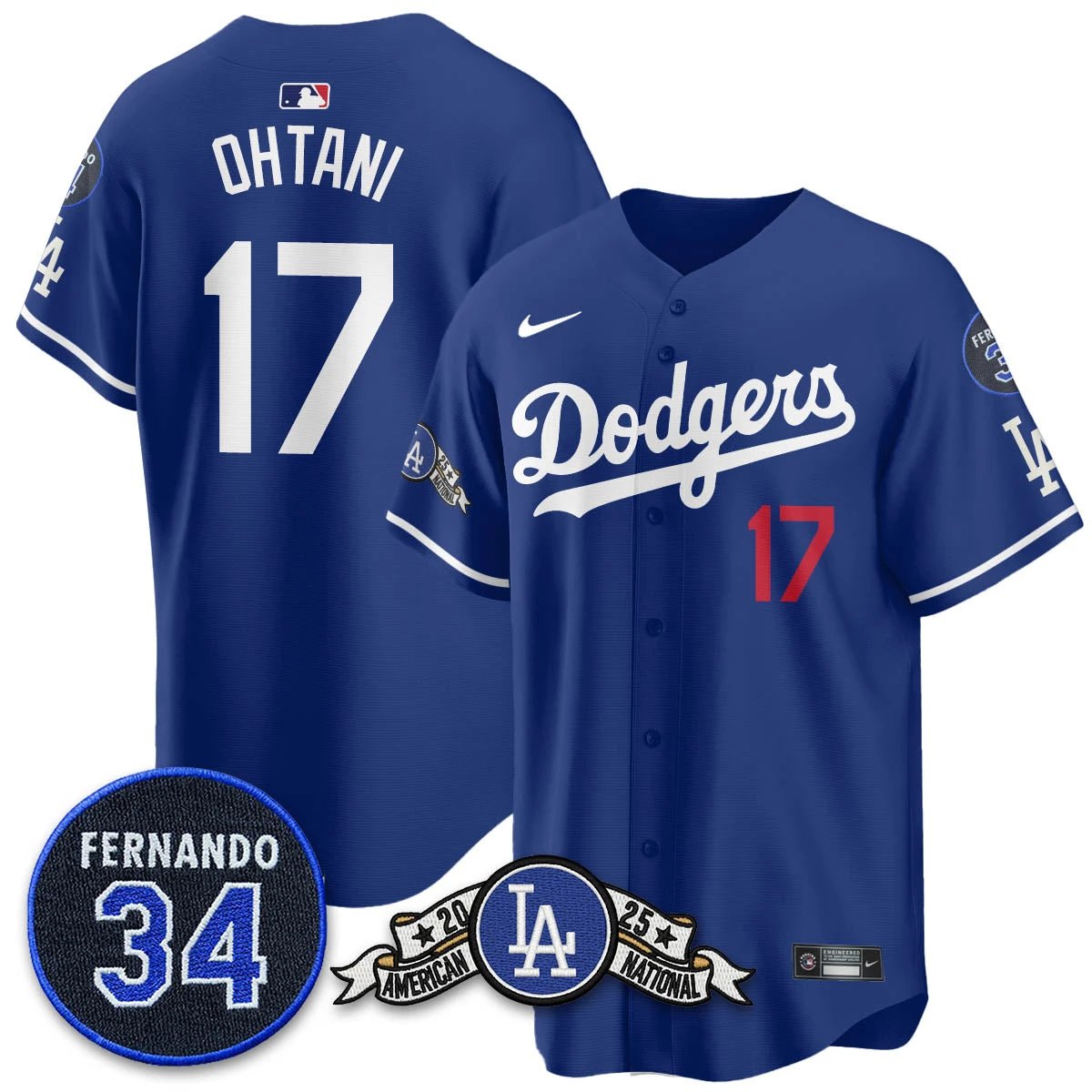 Los Angeles Dodgers 2025 National League Champions Jersey - All Stitched by Los Angeles Dodgers