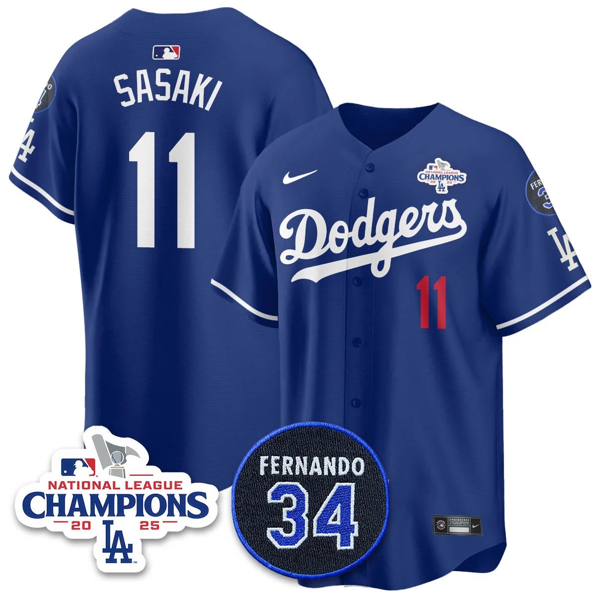 Los Angeles Dodgers 2025 NL Champions Jersey - All Stitched by Los Angeles Dodgers