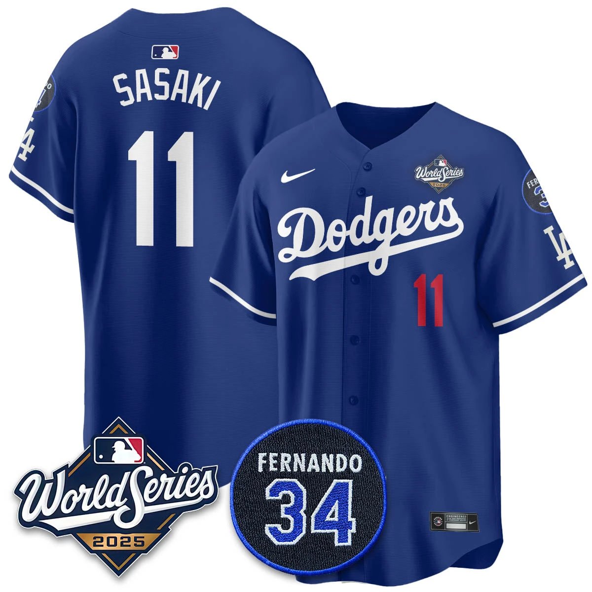 Los Angeles Dodgers 2025 National League Champions Jersey - All Stitched by Los Angeles Dodgers