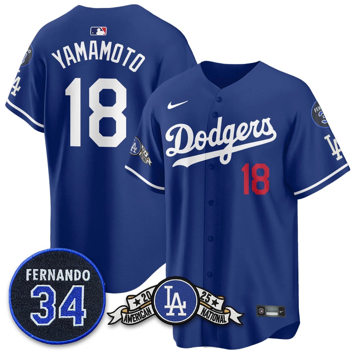 Los Angeles Dodgers 2025 National League Champions Jersey - All Stitched by Los Angeles Dodgers