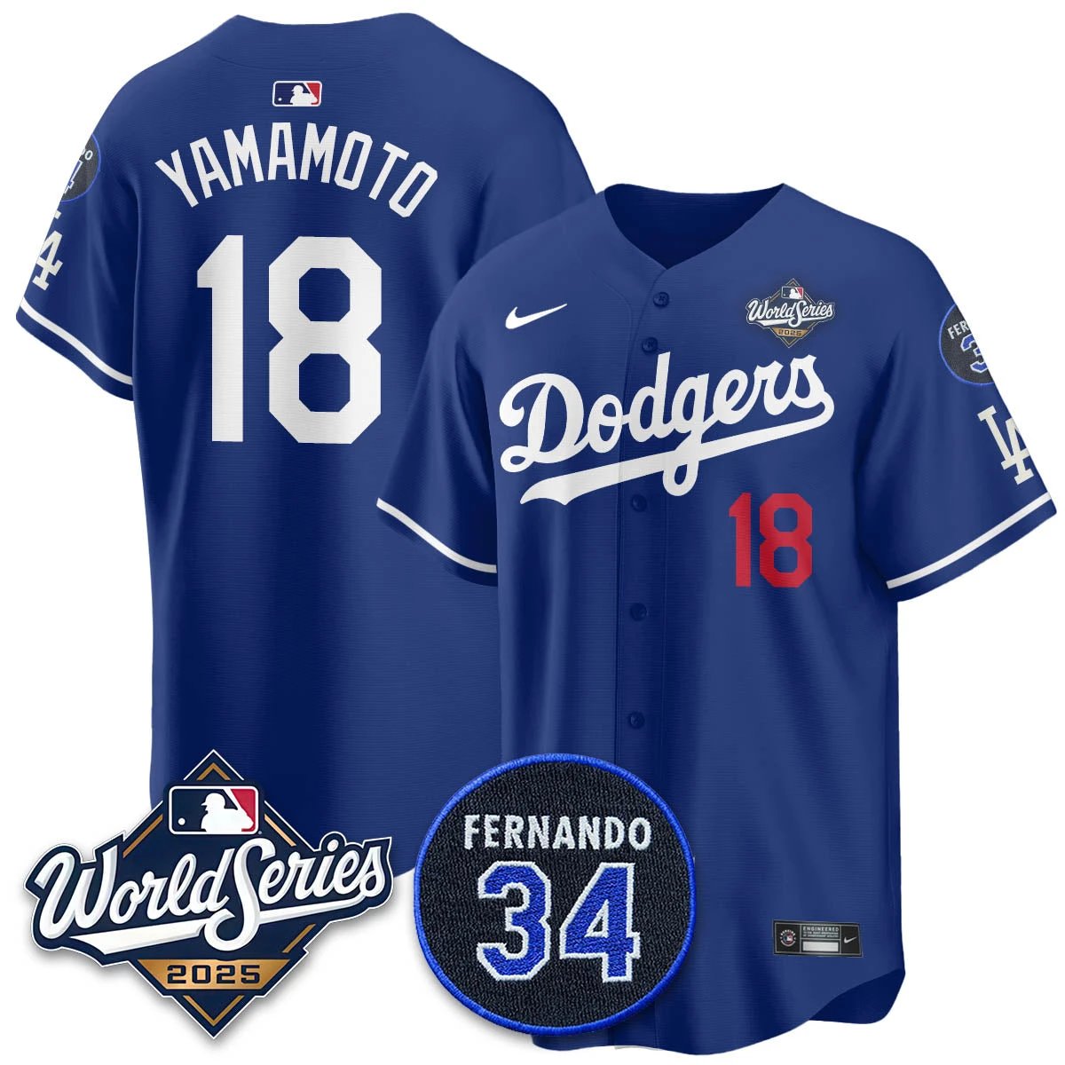Los Angeles Dodgers 2025 National League Champions Jersey - All Stitched by Los Angeles Dodgers