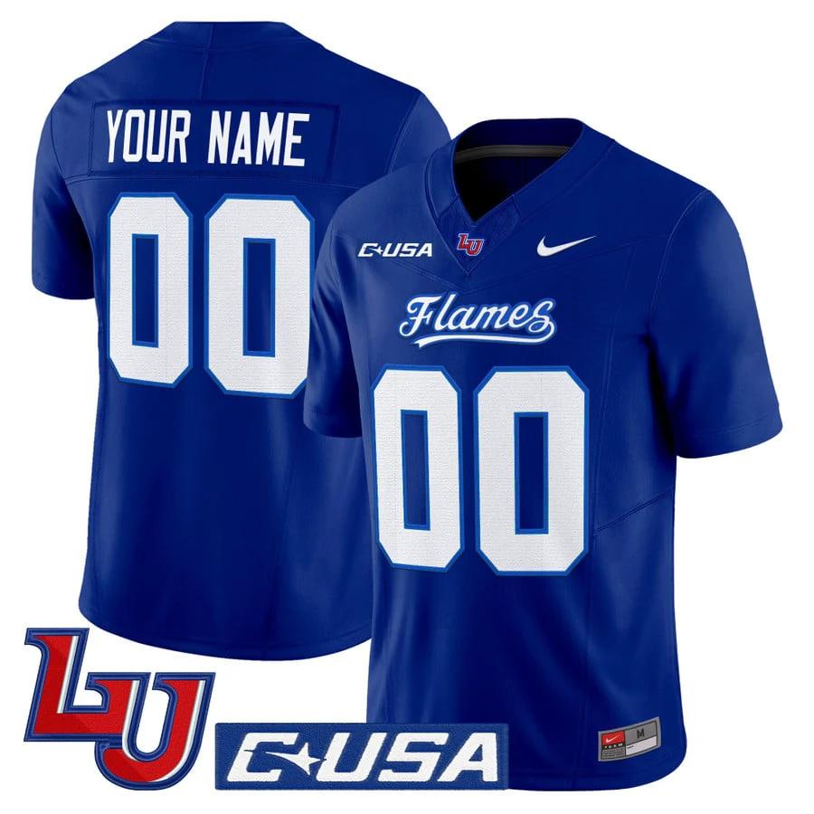 Custom Liberty Flames Jersey Name, Number 2025 Vapor Limited Stitched Mono Navy by My Store NCAA Football Jerseys