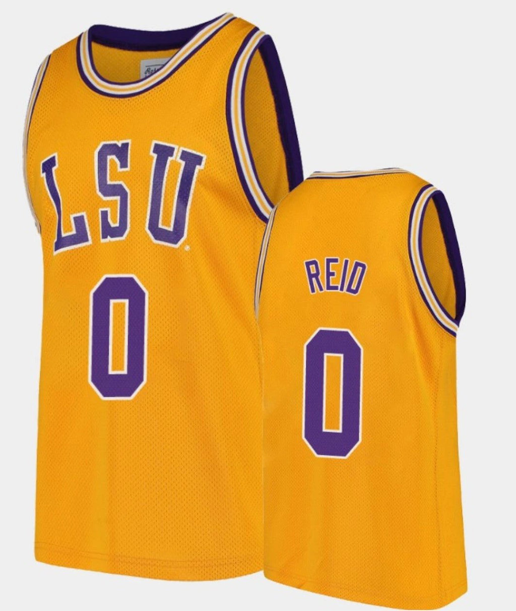 Naz Reid Jersey LSU Tigers College Basketball Gold Replica #0 by My store basketball