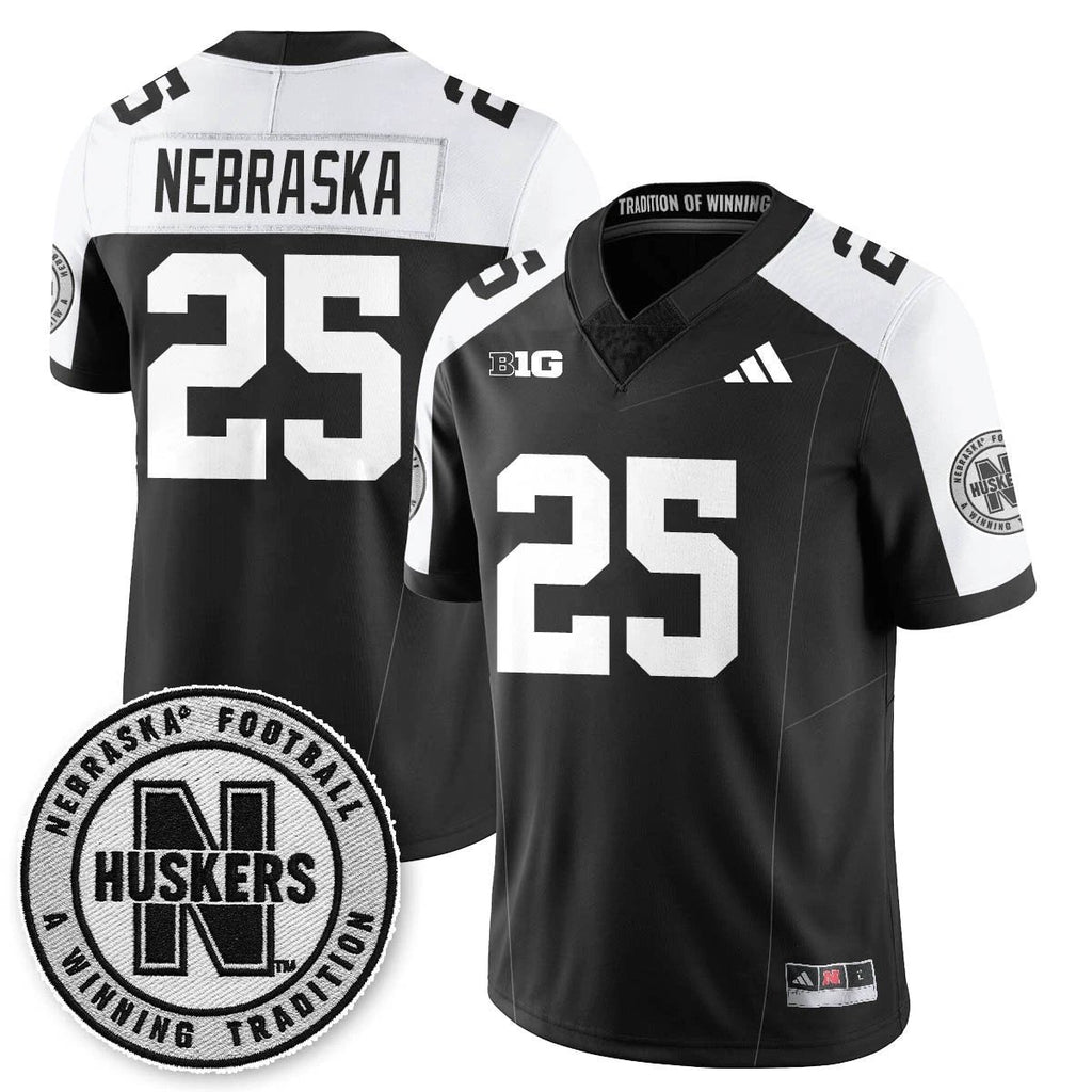 Nebraska Jersey #25 Nebraska Football 2025 Blackout Stitched Black Alter by My Store NCAA Football Jerseys